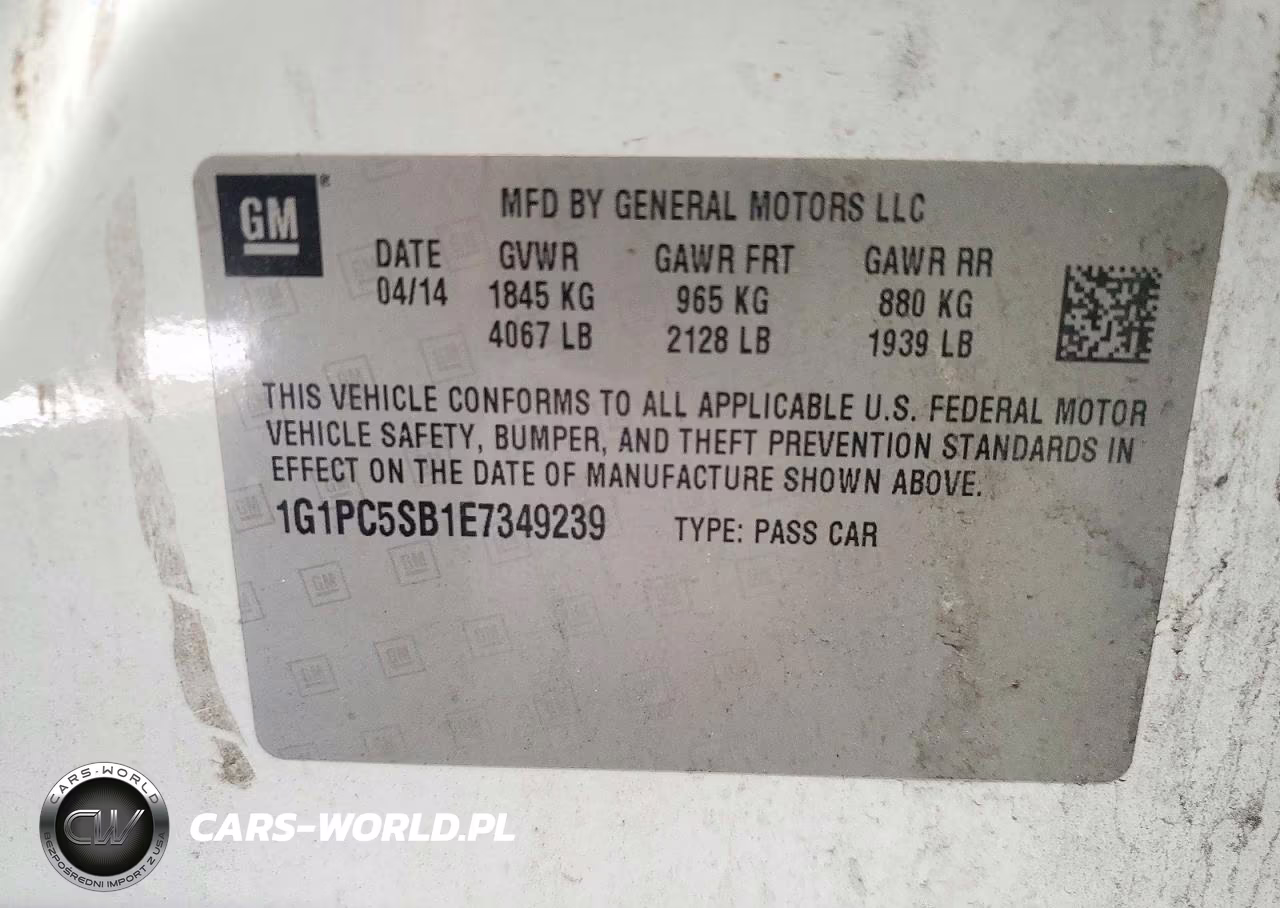 2014 Chevrolet Cruze Lt VIN:1G1PC5SB1E7349239 - 12