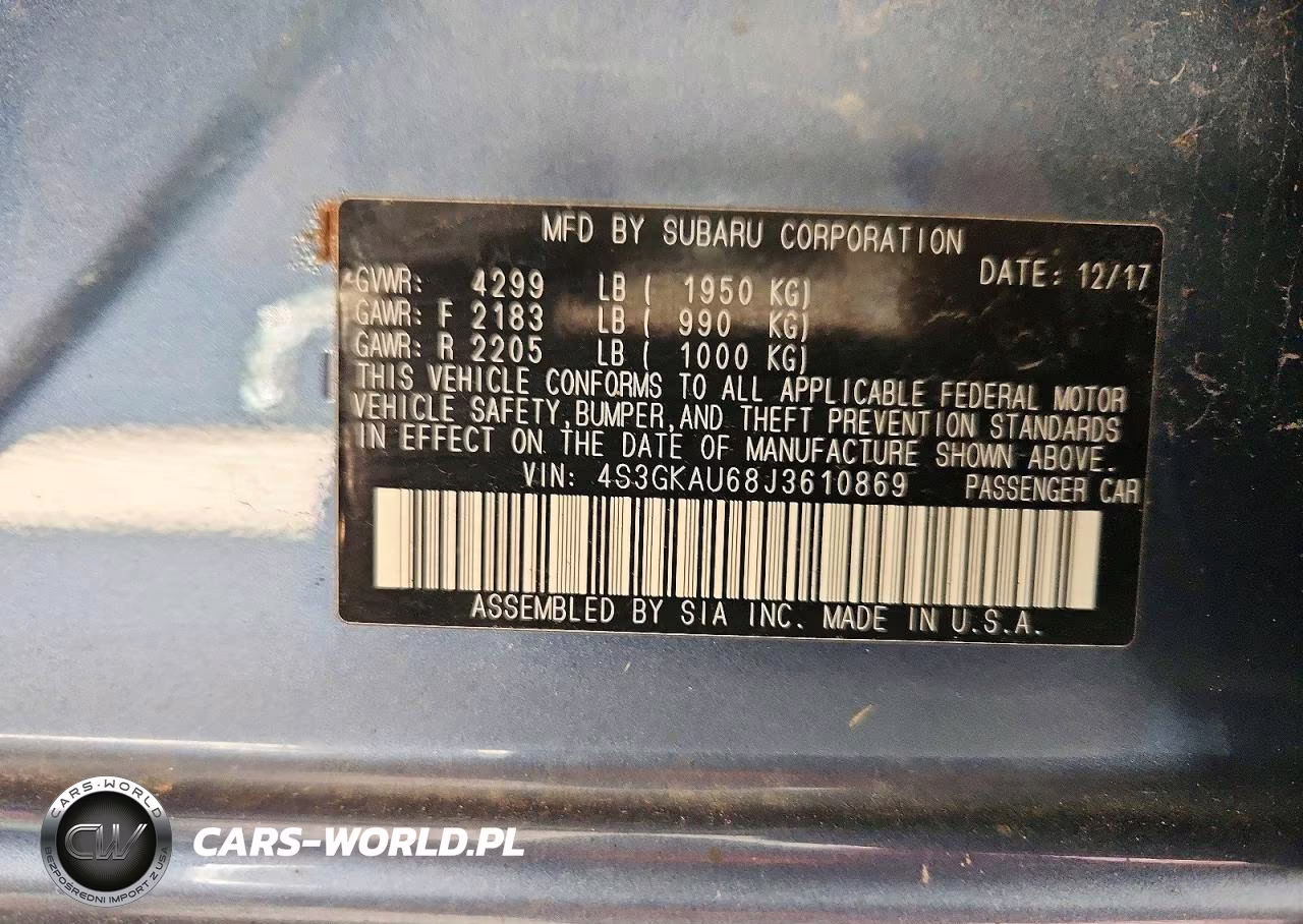 2018 Subaru Impreza Limited VIN:4S3GKAU68J3610869 - 12