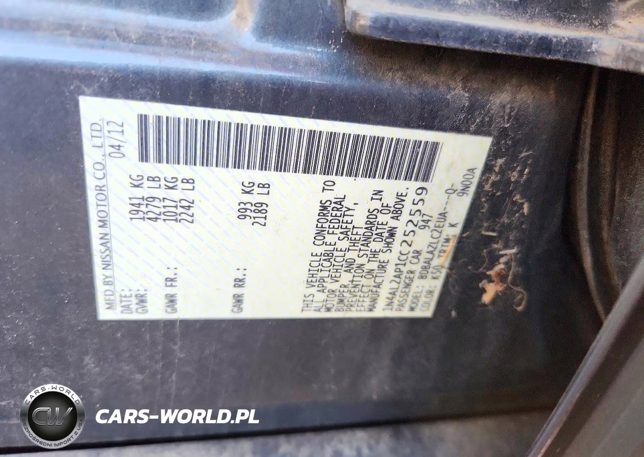 2012 Nissan Altima 2.5 VIN:1N4AL2AP1CC252559 - 13