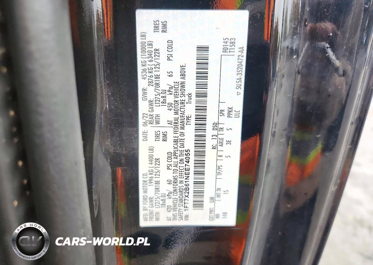2022 Ford F250 Super Duty VIN:1FT7X2B61NEE74055 - 13