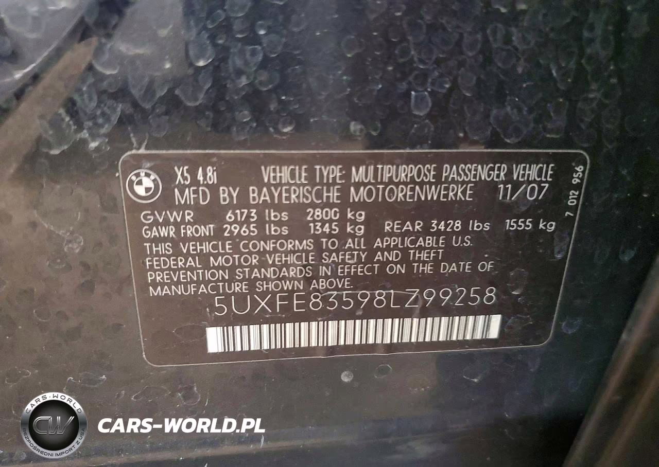 2008 BMW X5 4.8I VIN:5UXFE83598LZ99258 - 13