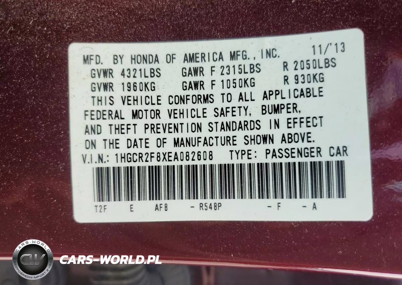 2014 Honda Accord Exl VIN:1HGCR2F8XEA082608 - 12