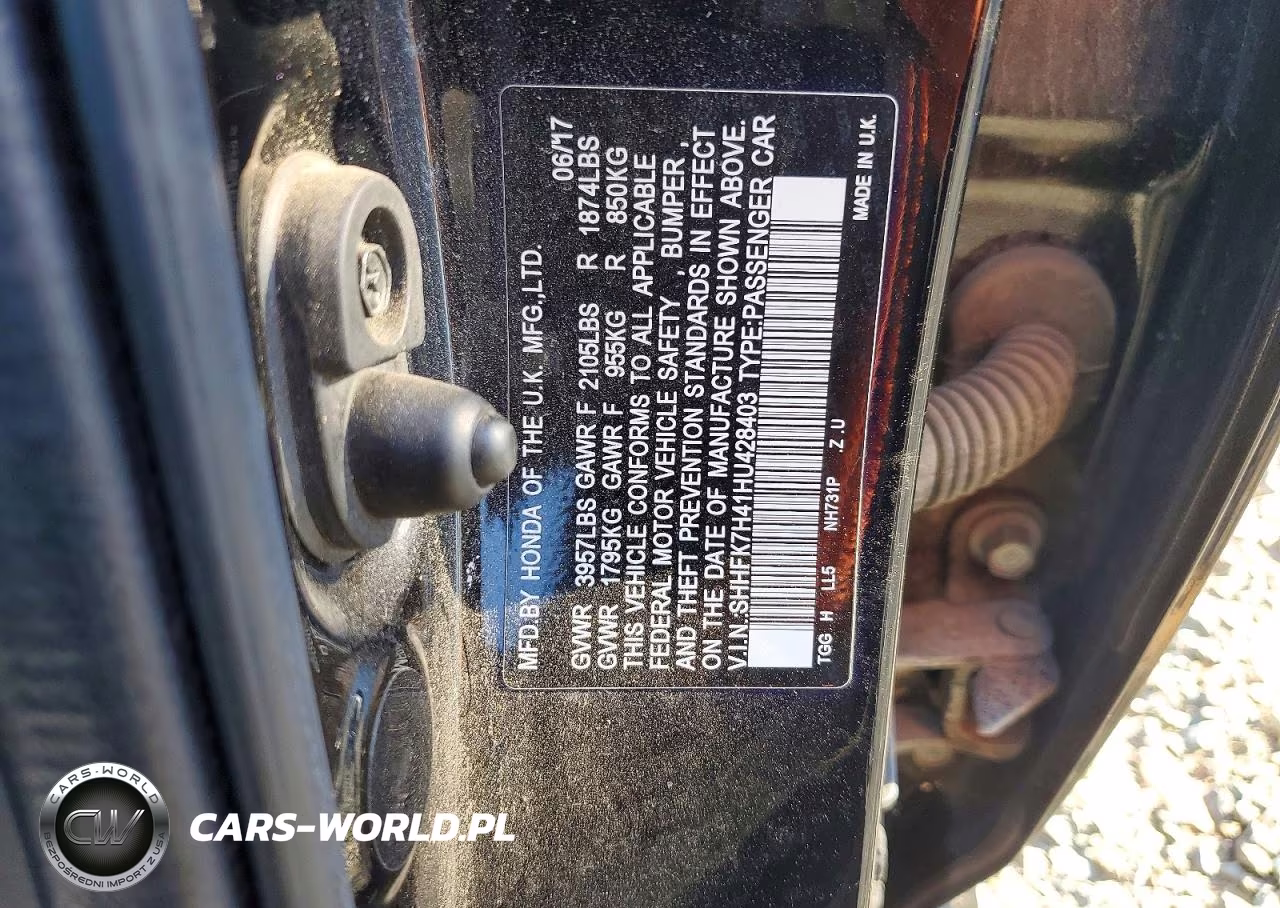 2017 Honda Civic Sport VIN:SHHFK7H41HU428403 - 12