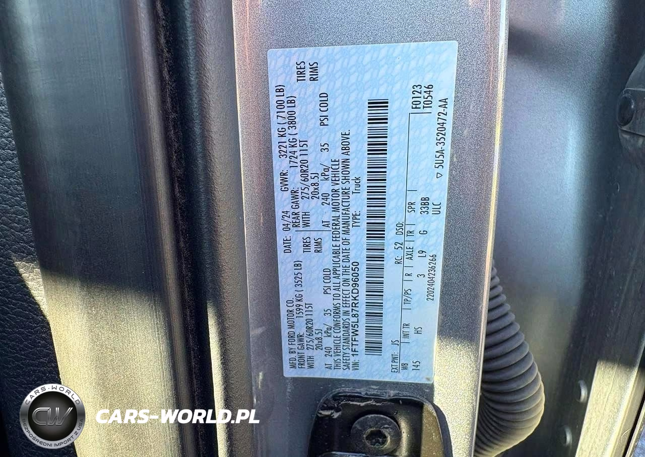 2024 Ford F-150 Lariat VIN:1FTFW5L87RKD96050 - 10