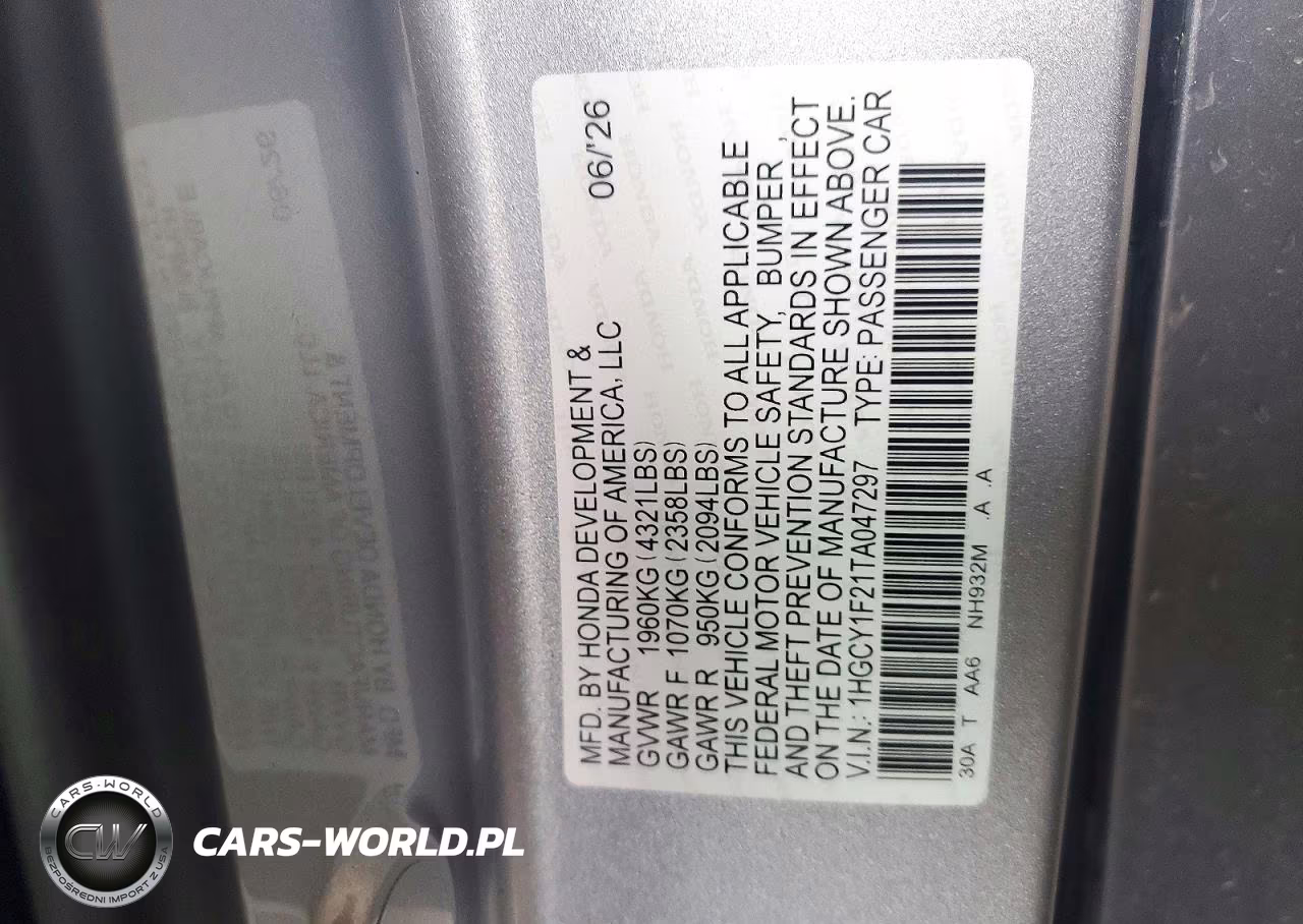 2026 Honda Accord Lx VIN:1HGCY1F21TA047297 - 12