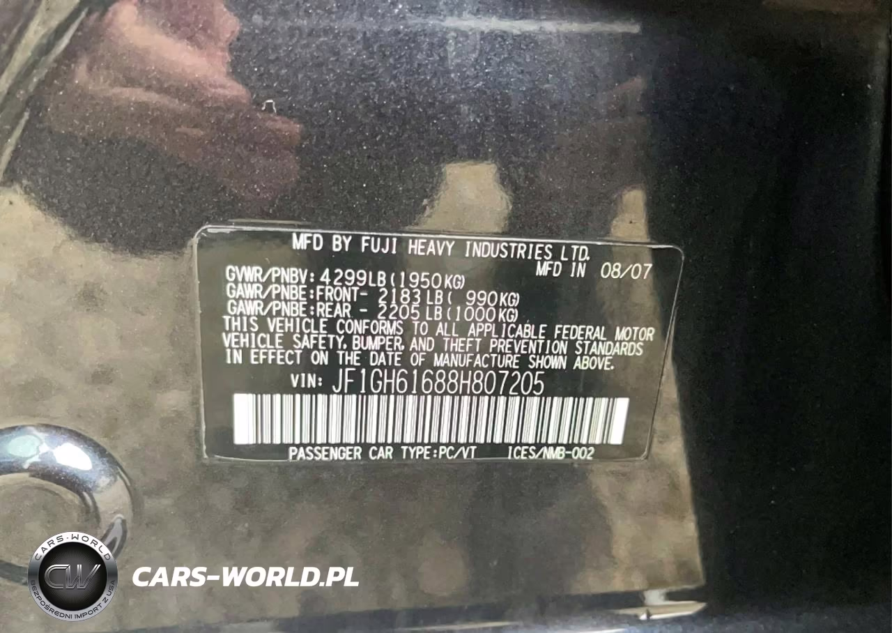 2008 Subaru Impreza 2.5I VIN:JF1GH61688H807205 - 10