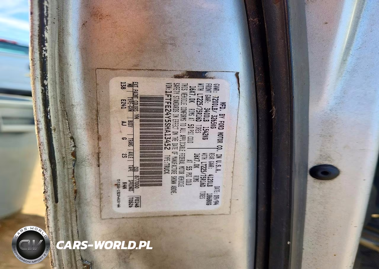 1995 Ford E250 Delivery Van VIN:1FTFE24Y5SHA13452 - 12