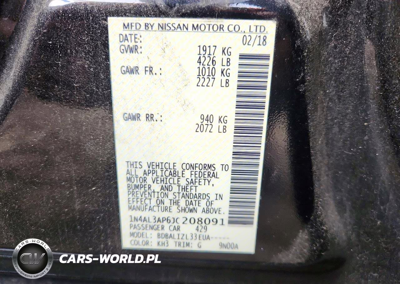 2018 Nissan Altima 2.5 Sv VIN:1N4AL3AP6JC208091 - 12