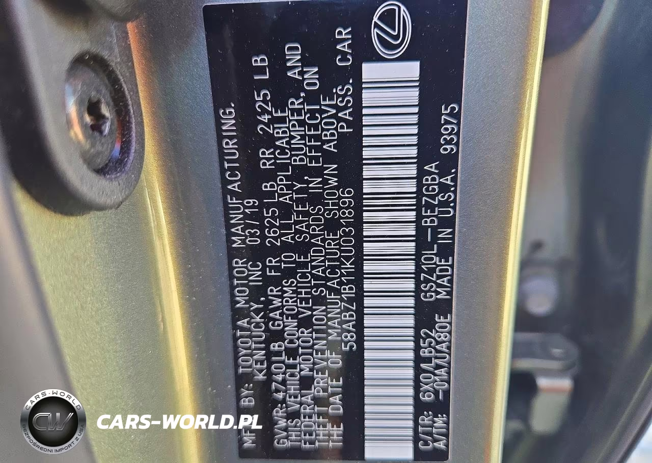 2019 Lexus Es 350 VIN:58ABZ1B11KU031896 - 13