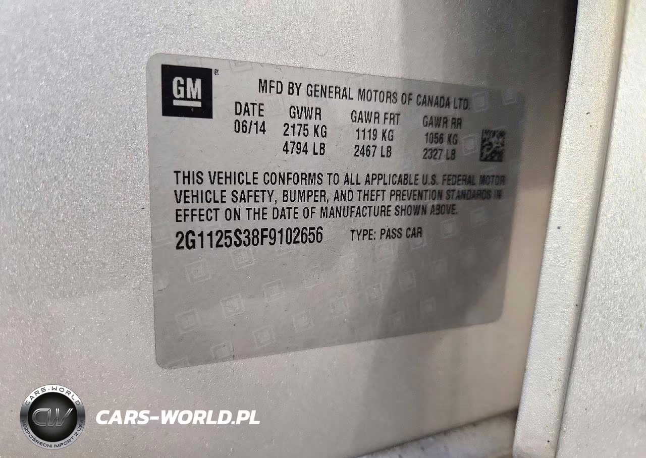 2015 Chevrolet Impala Lt VIN:2G1125S38F9102656 - 12