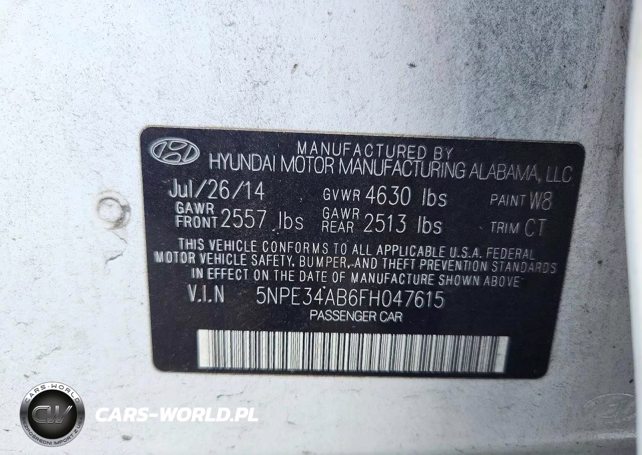 2015 Hyundai Sonata Sport 2.0T VIN:5NPE34AB6FH047615 - 12