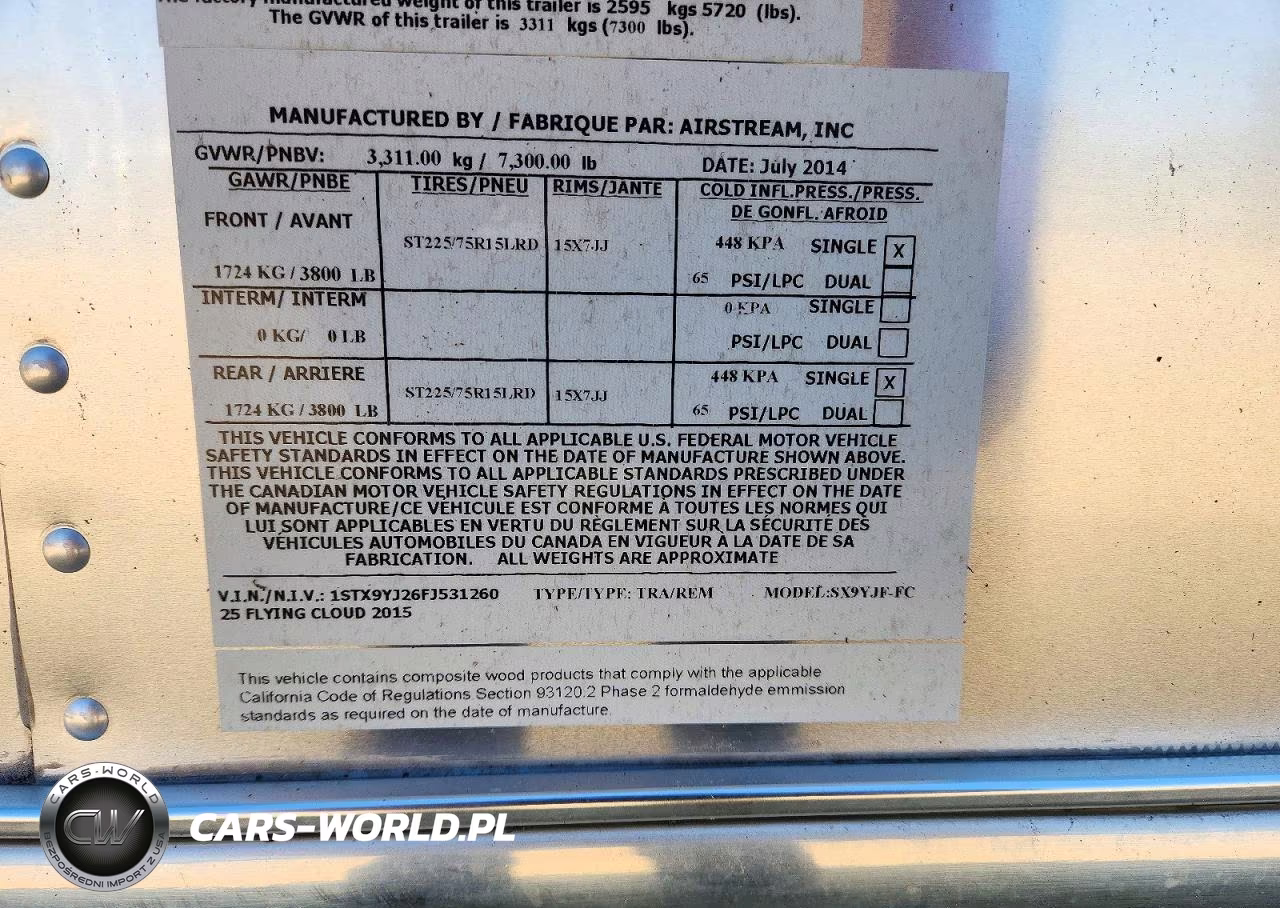 2015 Airstream Flying Cloud Series VIN:1STX9YJ26FJ531260 - 10