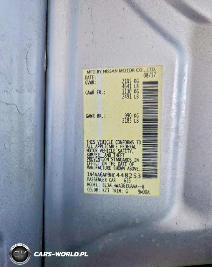 2017 Nissan Maxima 3.5S VIN:1N4AA6AP9HC448253 - 13