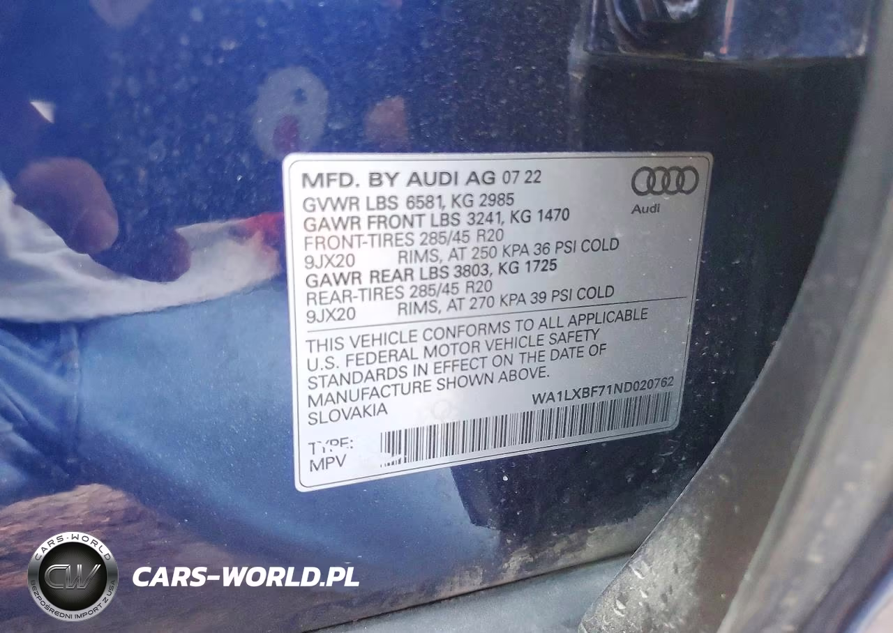 2022 Audi Q7 Premium Plus VIN:WA1LXBF71ND020762 - 12