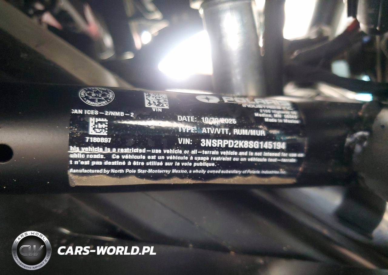 2025 Polaris Utility Vehicle VIN:3NSRPD2K8SG145194 - 10