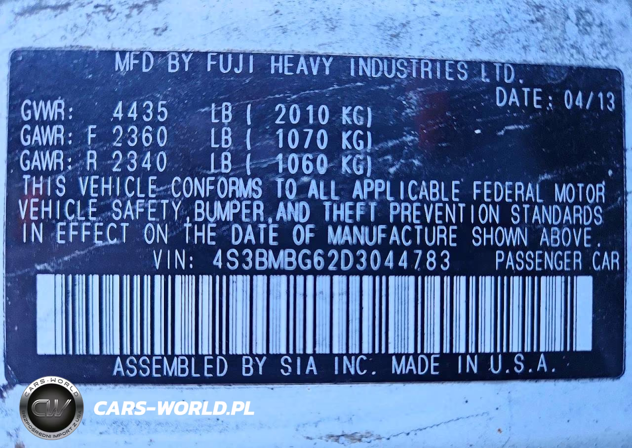 2013 Subaru Legacy 2.5I Premium VIN:4S3BMBG62D3044783 - 12