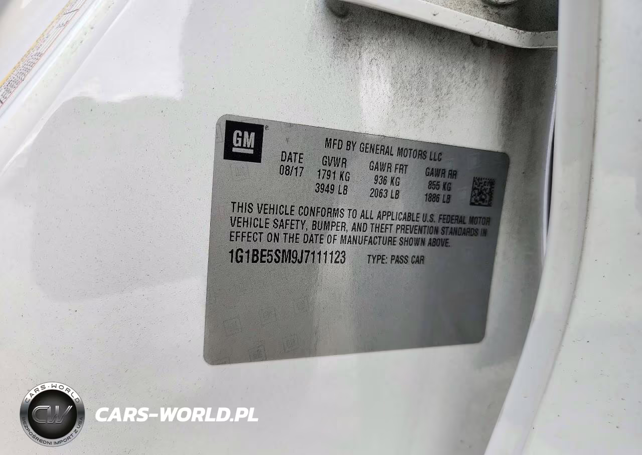 2018 Chevrolet Cruze Lt VIN:1G1BE5SM9J7111123 - 12