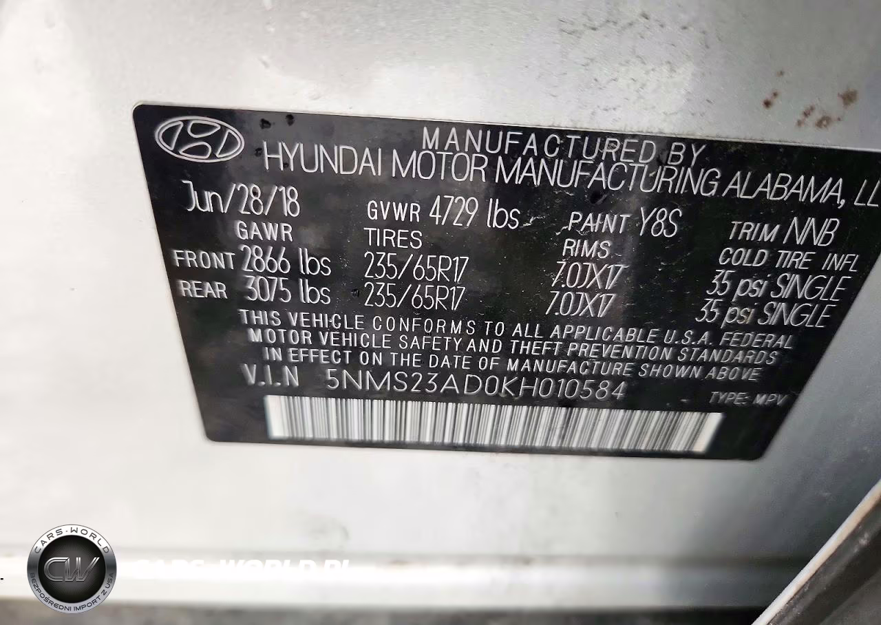 2019 Hyundai Santa Fe Se VIN:5NMS23AD0KH010584 - 13