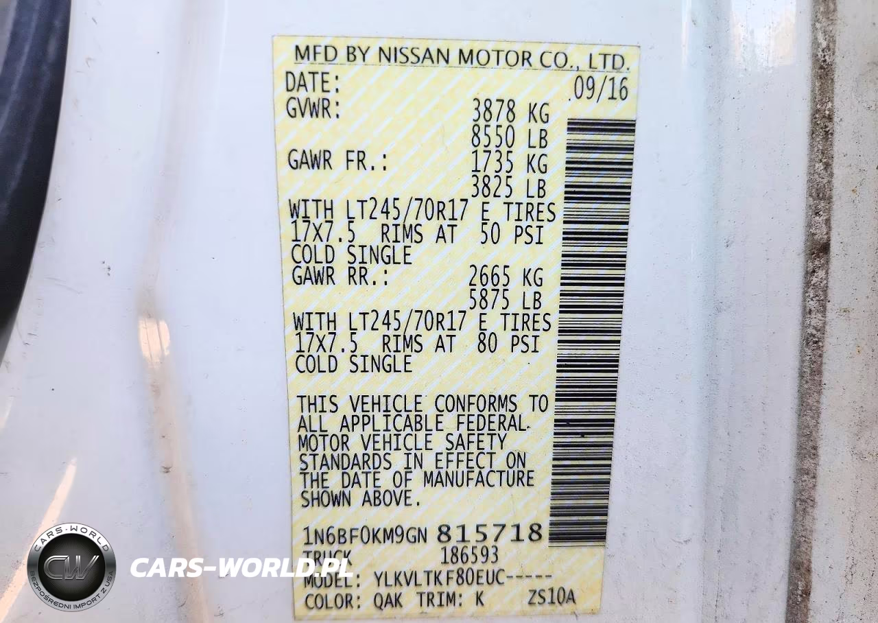 2016 Nissan Nv 1500 Sv VIN:1N6BF0KM9GN815718 - 12