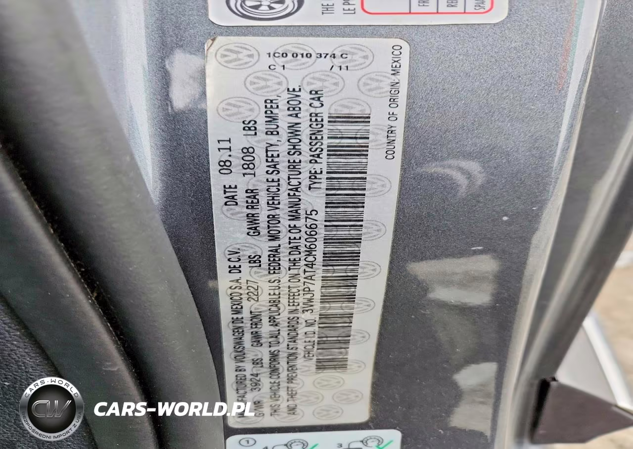 2012 Volkswagen Beetle VIN:3VWJP7AT4CM606675 - 12