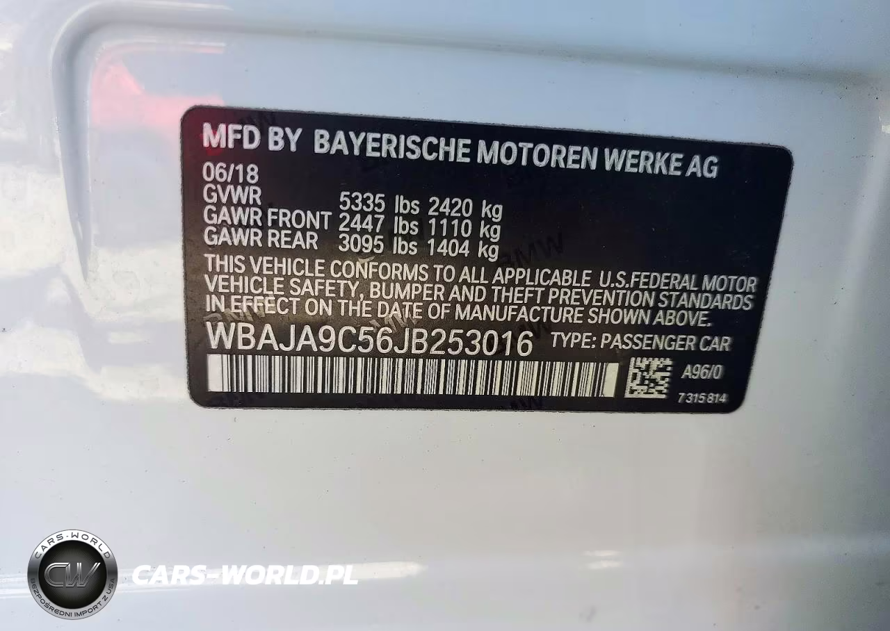 2018 BMW 530E VIN:WBAJA9C56JB253016 - 12