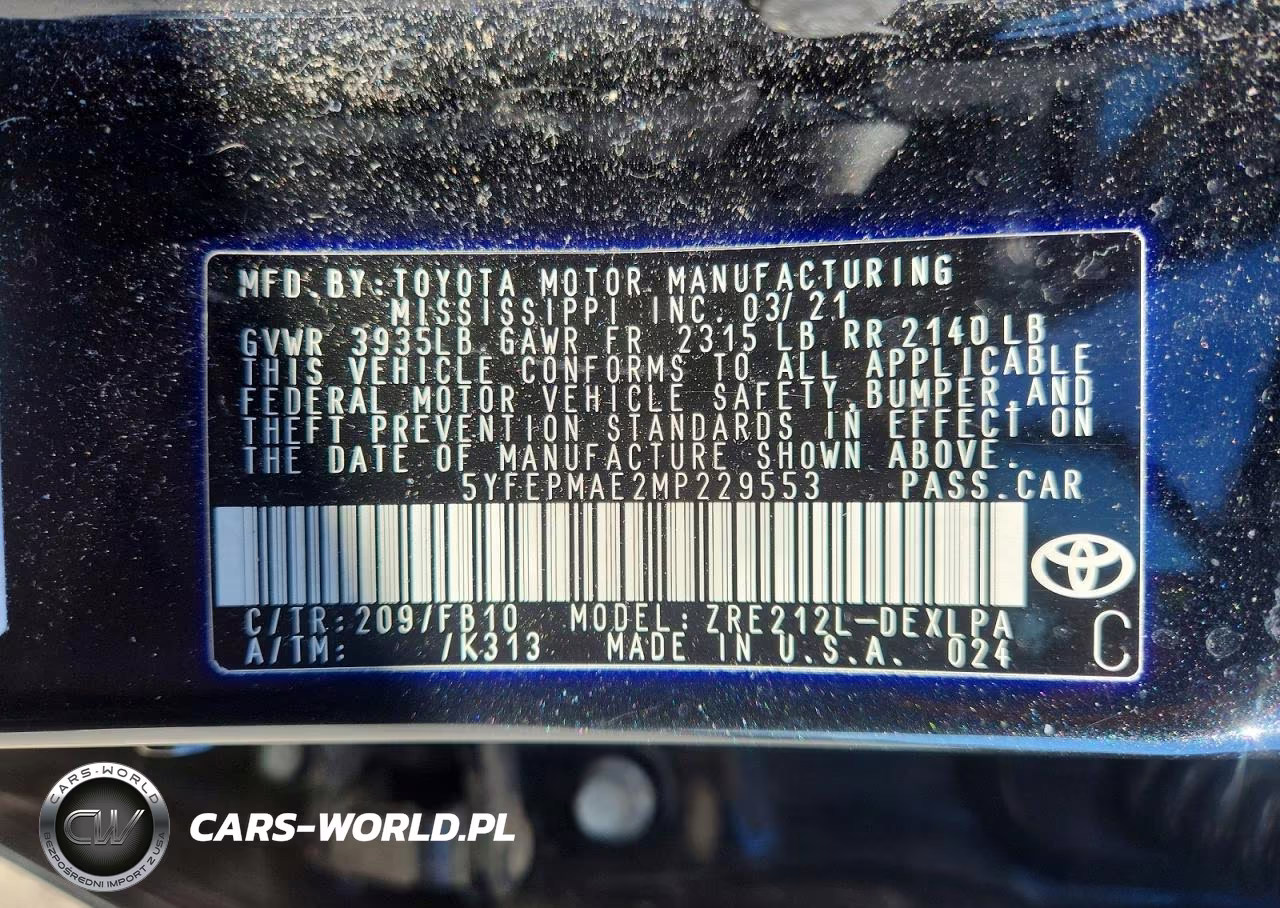 2021 Toyota Corolla Le VIN:5YFEPMAE2MP229553 - 13