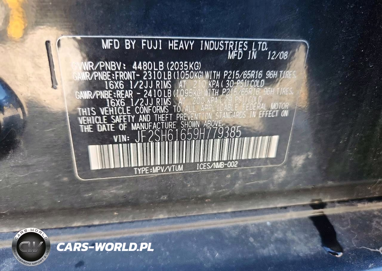 2009 Subaru Forester 2.5X VIN:JF2SH61659H779385 - 13