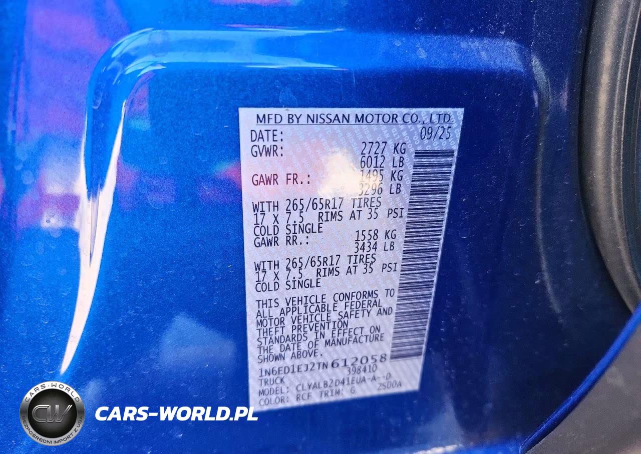 2026 Nissan Frontier Sv 4X2 VIN:1N6ED1EJ2TN612058 - 12