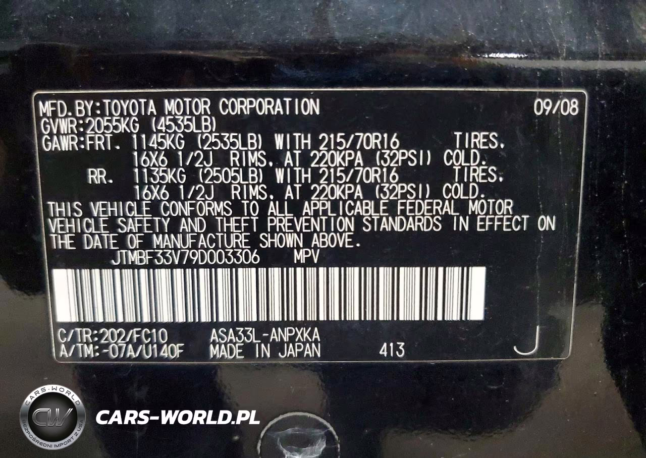 2009 Toyota Rav4 Base VIN:JTMBF33V79D003306 - 14