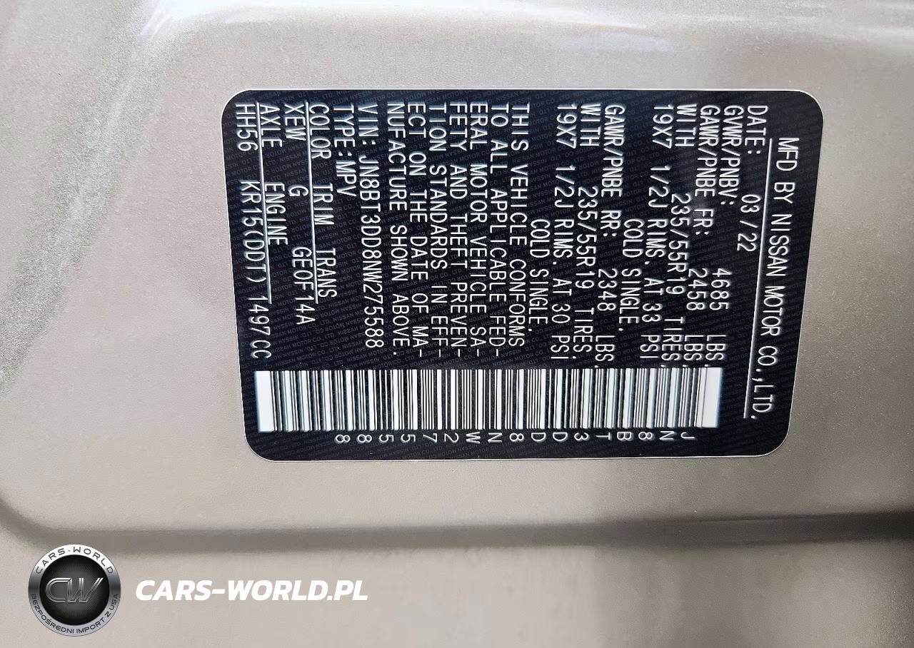 2022 Nissan Rogue Platinum VIN:JN8BT3DD8NW275588 - 14