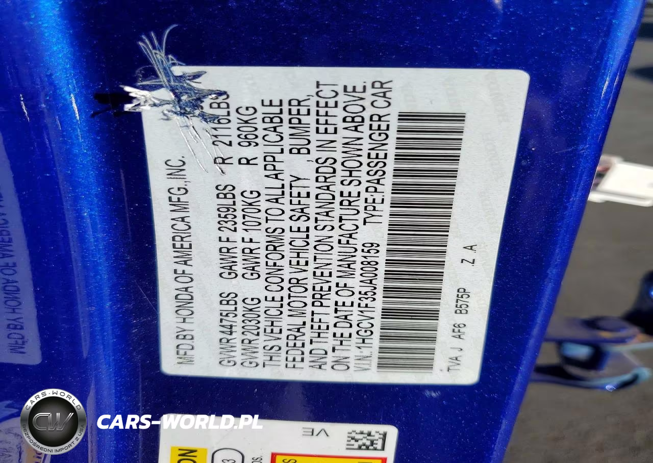 2018 Honda Accord Sport VIN:1HGCV1F35JA008159 - 12