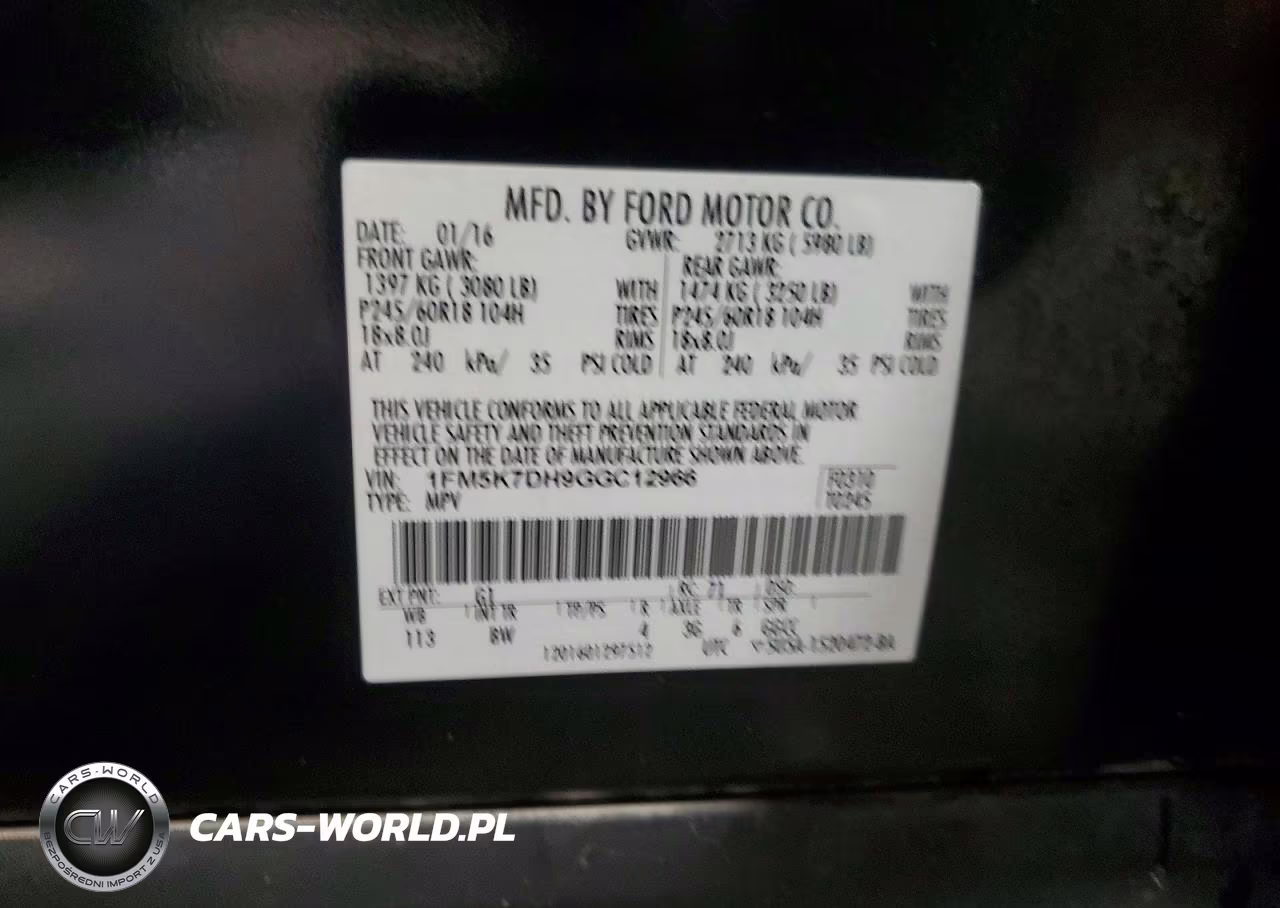 2016 FORD EXPLORER XLT VIN:1FM5K7DH9GGC12966 - 13