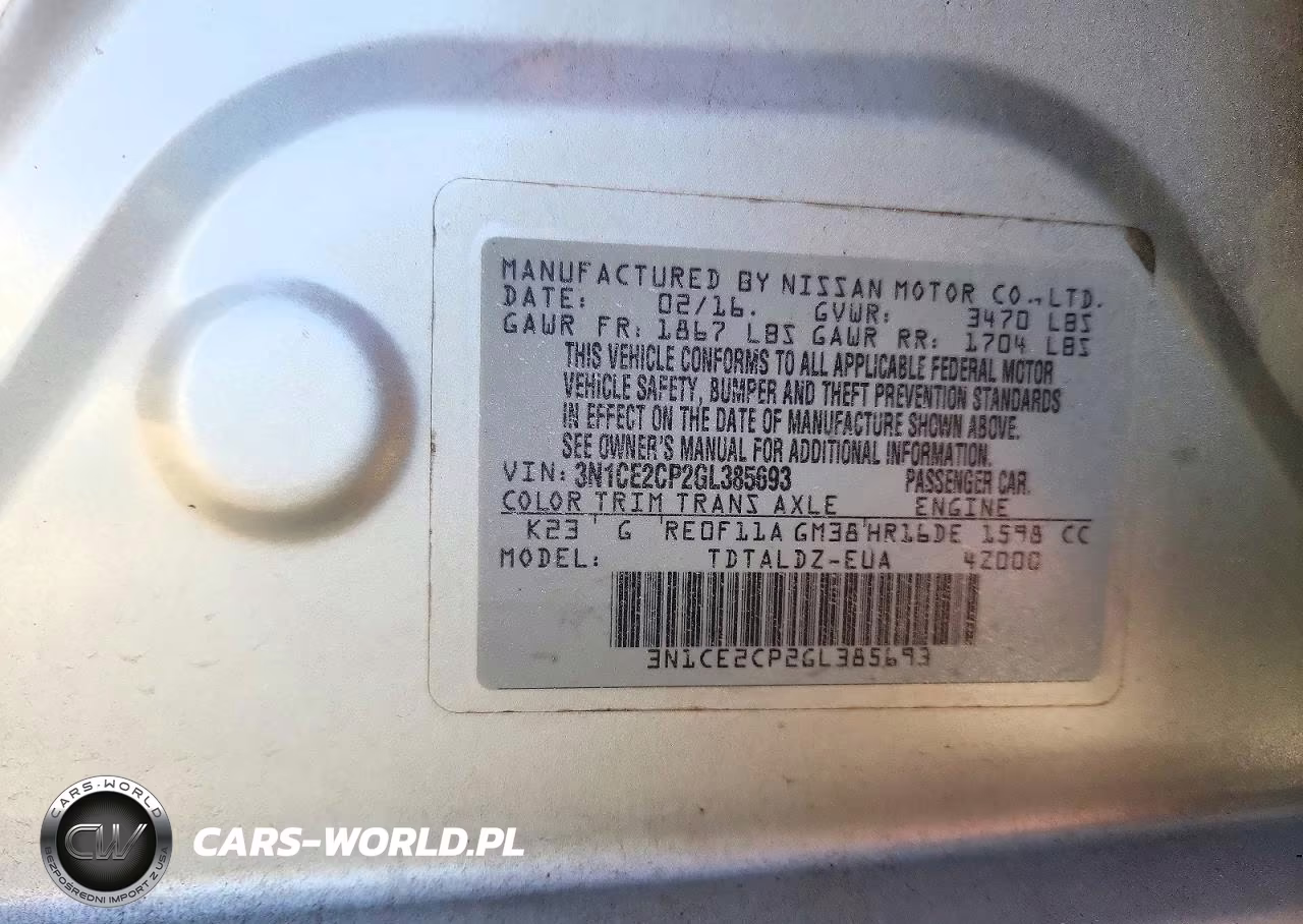2016 Nissan Versa Note Sv VIN:3N1CE2CP2GL385693 - 12