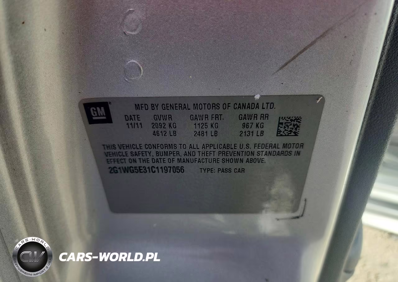 2012 Chevrolet Impala Lt VIN:2G1WG5E31C1197056 - 12