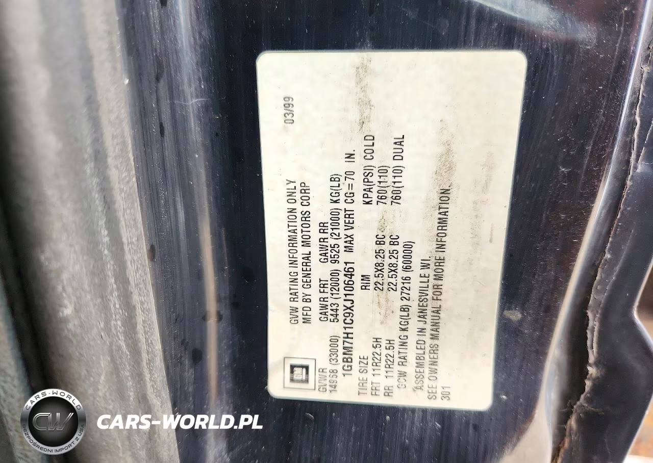 1999 Chevrolet C-Series C7H042 VIN:1GBM7H1C9XJ106461 - 11