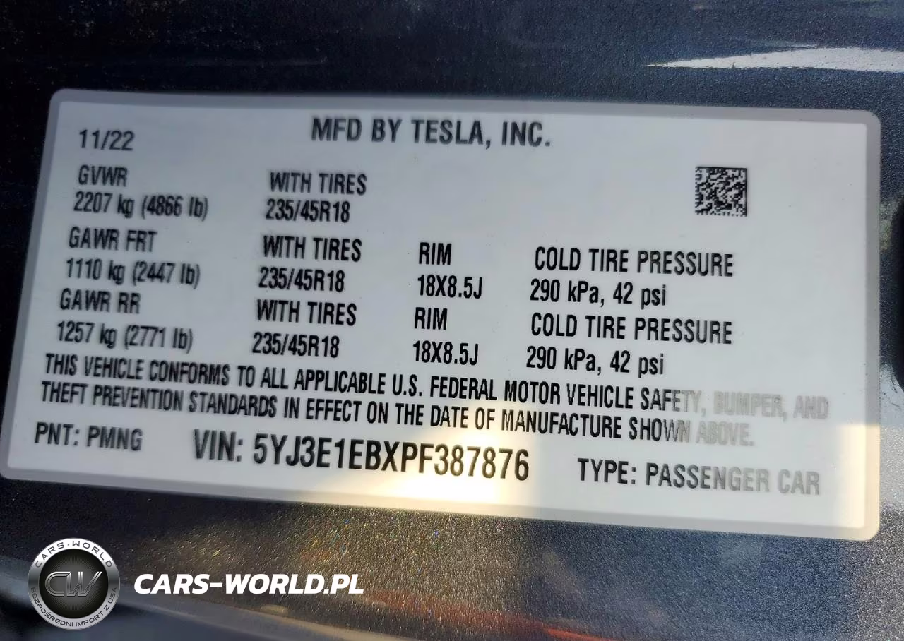 2023 Tesla Model 3 VIN:5YJ3E1EBXPF387876 - 12