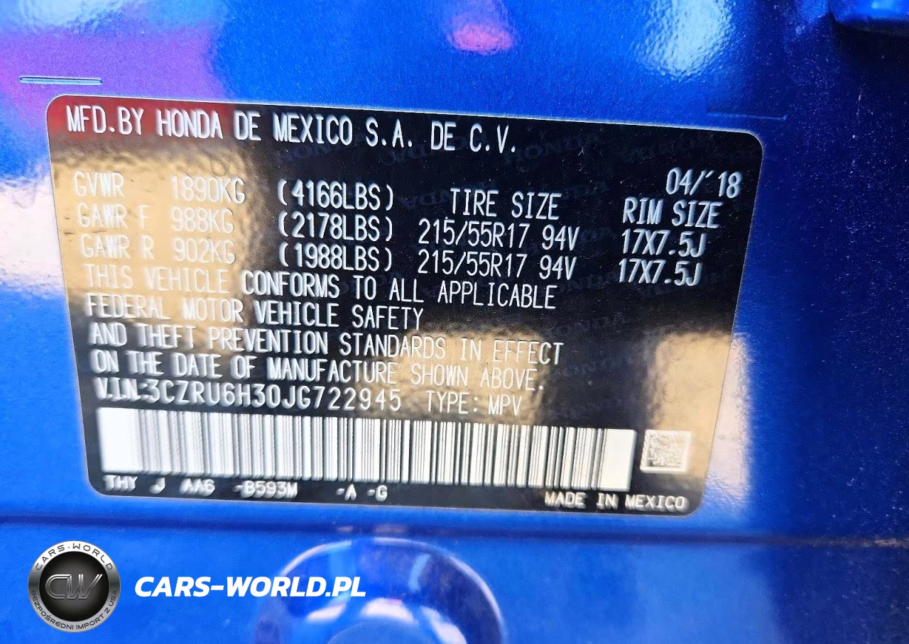 2018 Honda Hr-V Lx VIN:3CZRU6H30JG722945 - 13