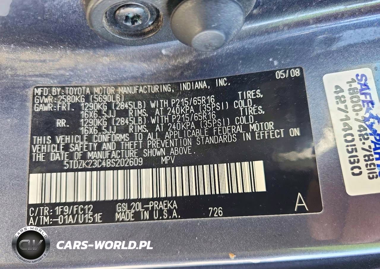 2008 Toyota Sienna Le 8-Passenger VIN:5TDZK23C48S202609 - 13