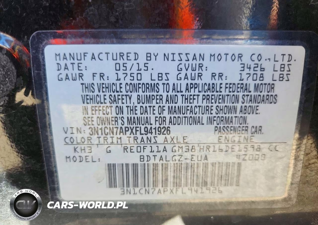 2015 Nissan Versa 1.6 Sl VIN:3N1CN7APXFL941926 - 12