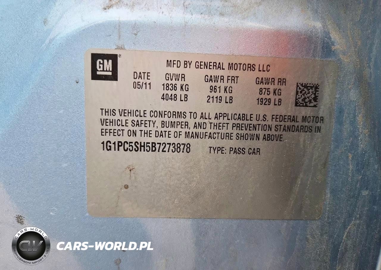 2011 Chevrolet Cruze Ls VIN:1G1PC5SH5B7273878 - 12