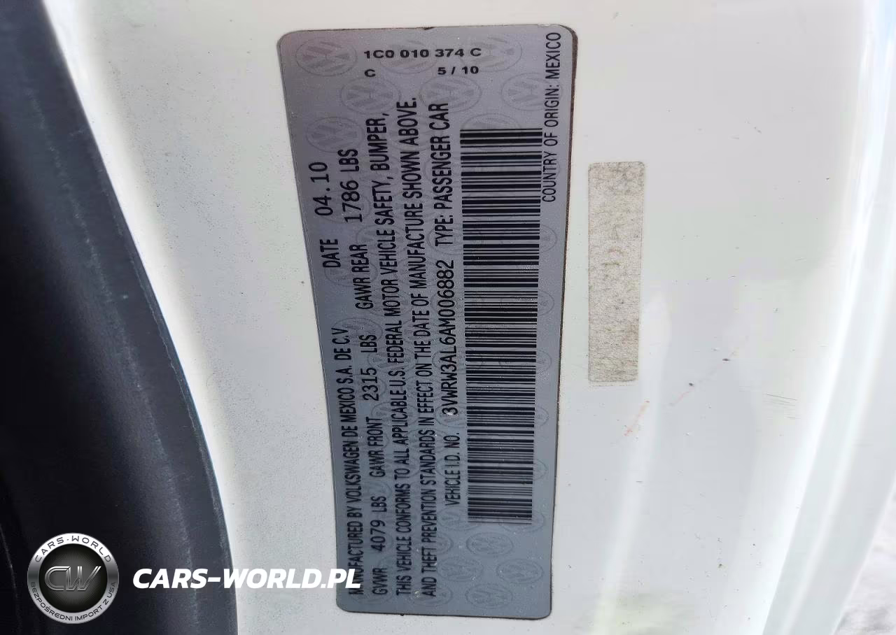 2010 Volkswagen New Beetle 2.5L VIN:3VWRW3AL6AM006882 - 12