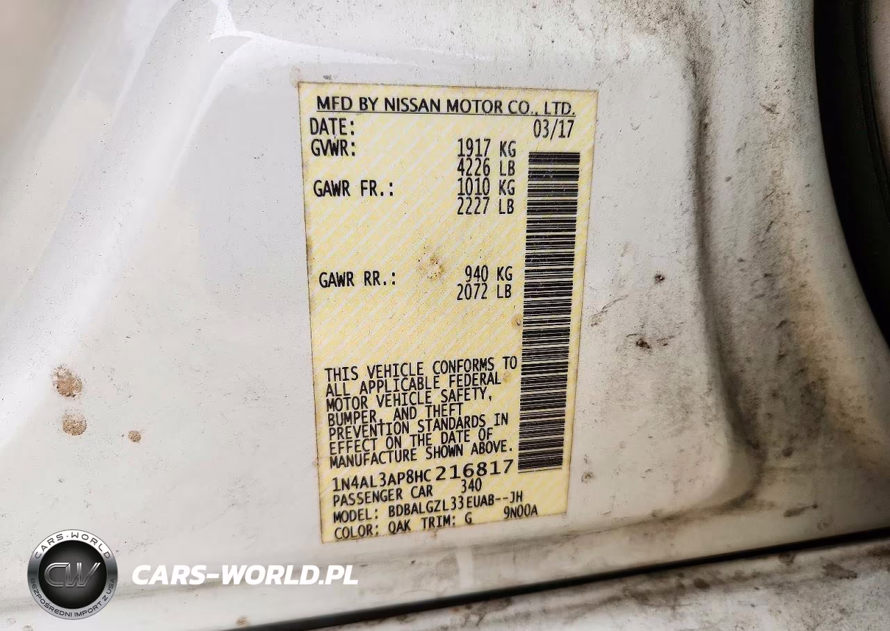 2017 Nissan Altima 2.5 S VIN:1N4AL3AP8HC216817 - 12