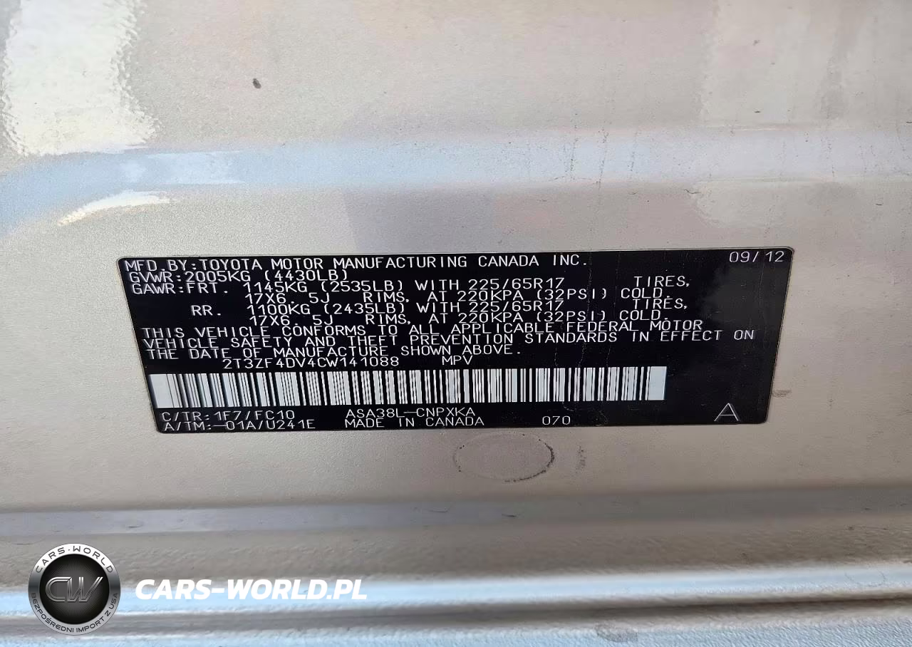 2012 Toyota Rav4 Base VIN:2T3ZF4DV4CW141088 - 14
