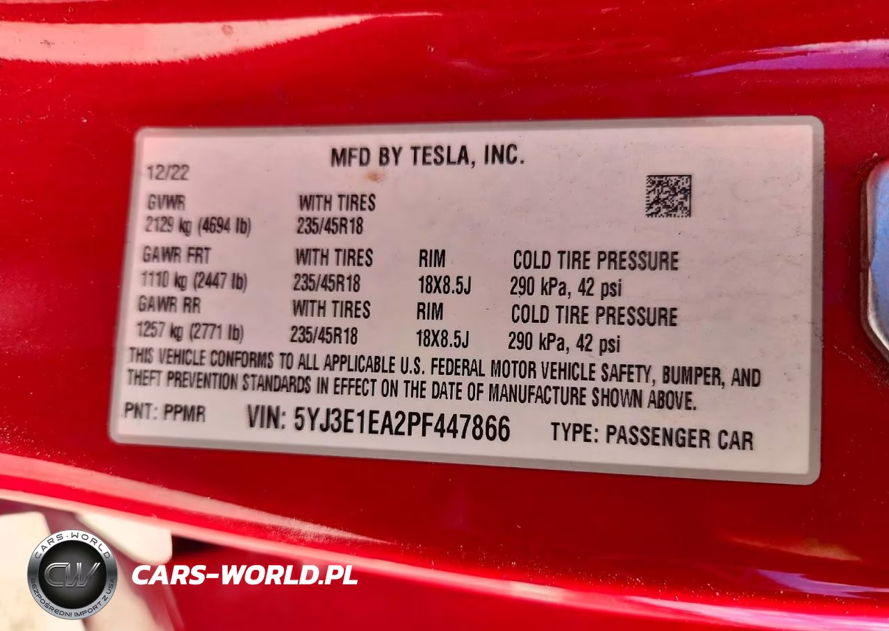 2023 Tesla Model 3 VIN:5YJ3E1EA2PF447866 - 12