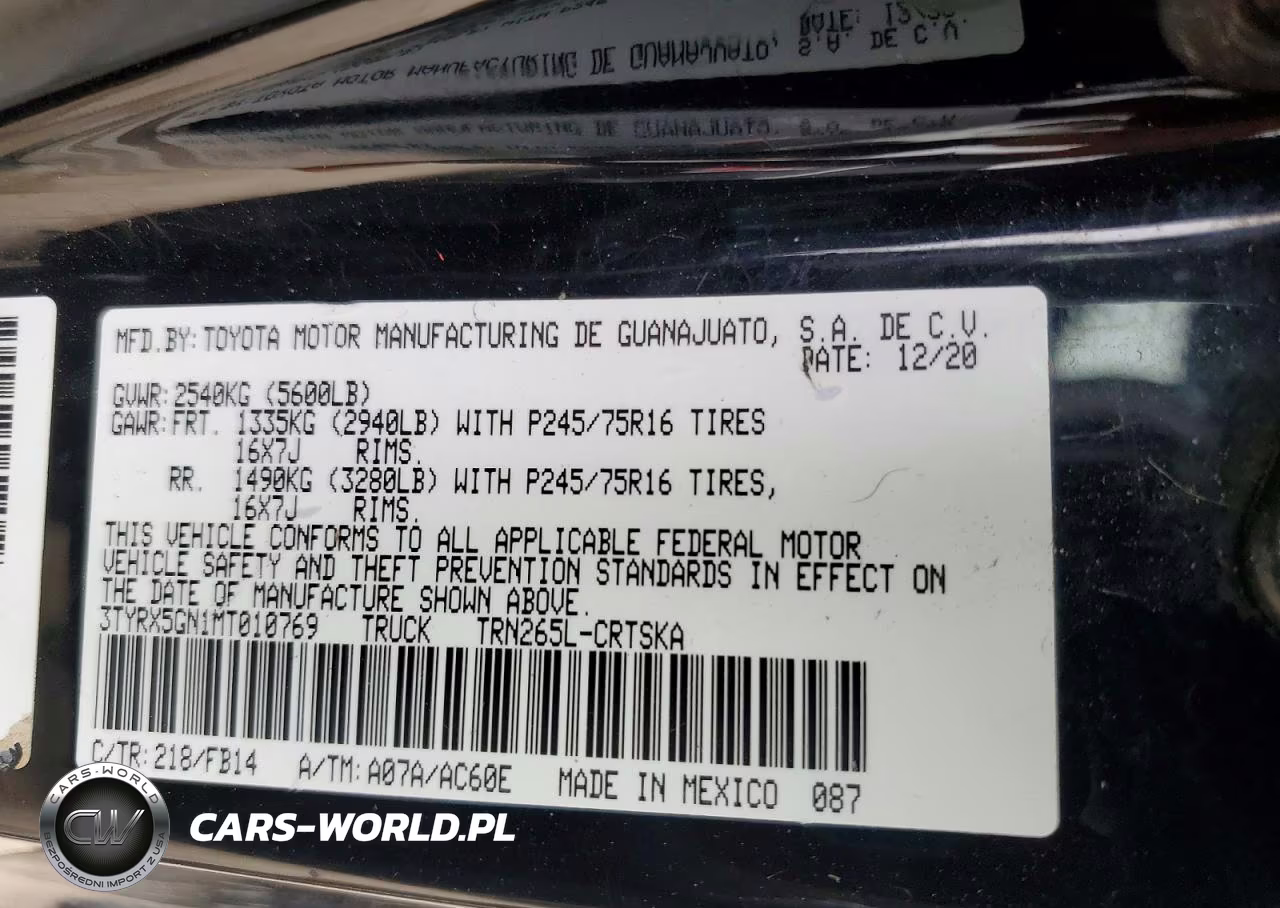2021 Toyota Tacoma Sr VIN:3TYRX5GN1MT010769 - 12