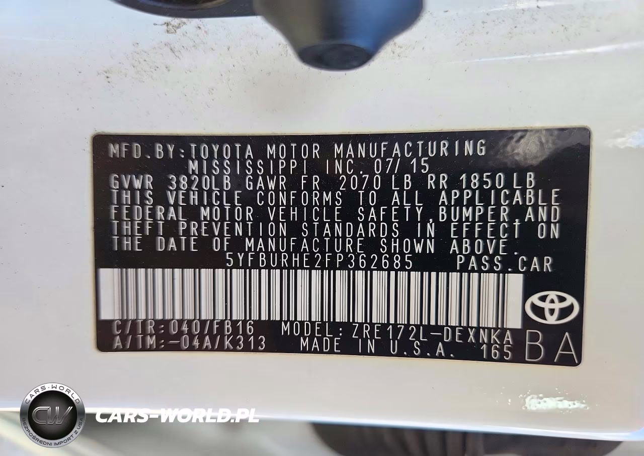 2015 Toyota Corolla Le VIN:5YFBURHE2FP362685 - 13
