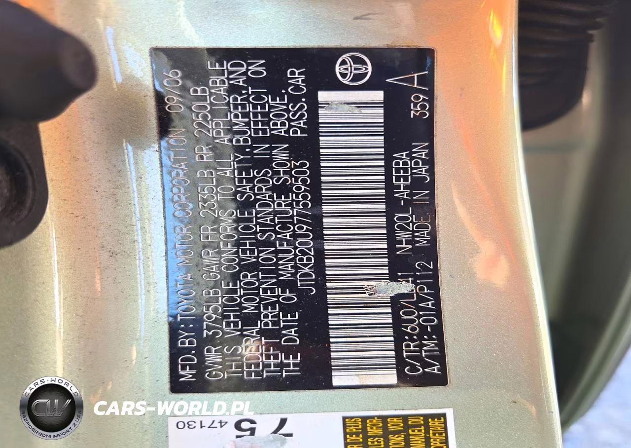 2007 Toyota Prius Base VIN:JTDKB20U977559503 - 12