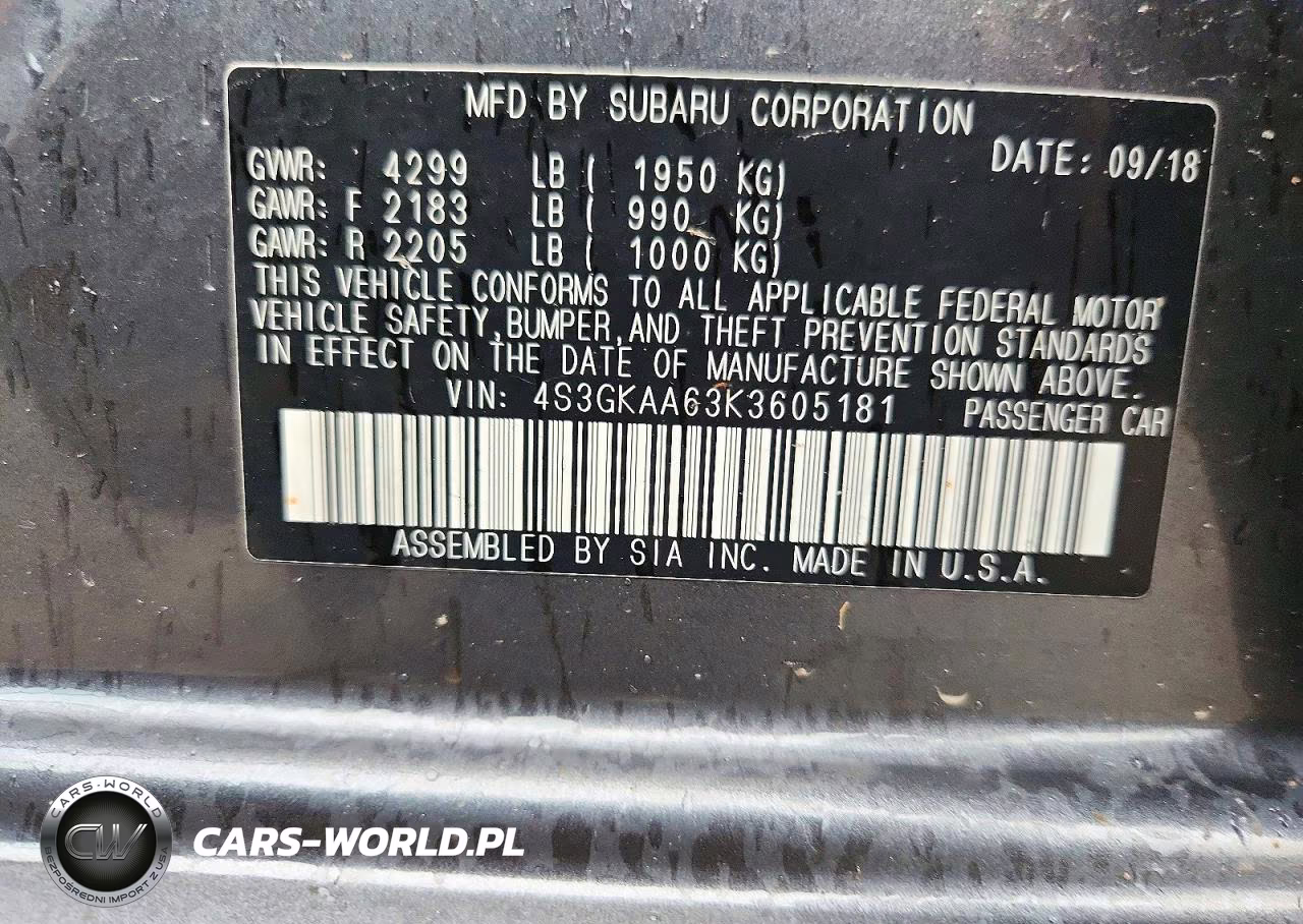 2019 Subaru Impreza VIN:4S3GKAA63K3605181 - 12