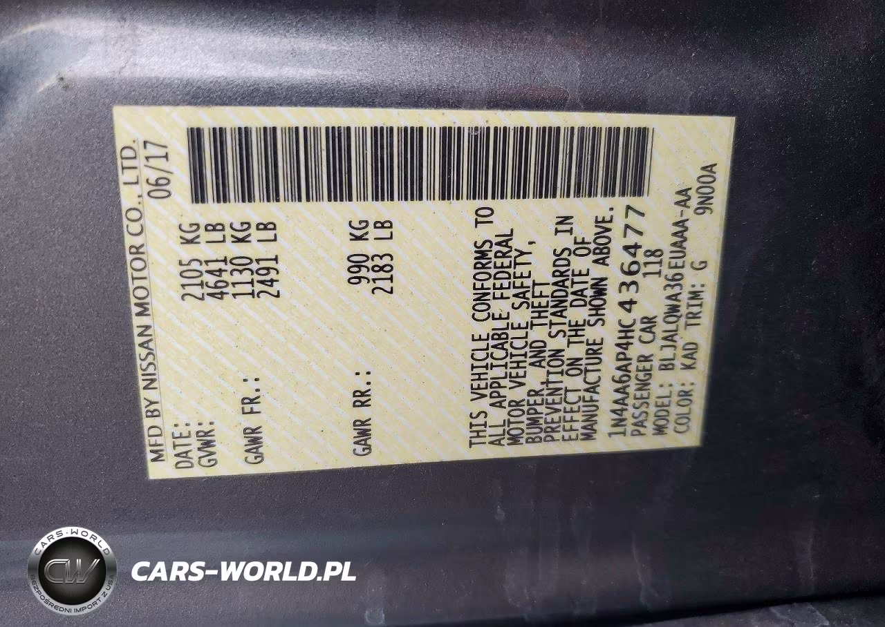 2017 Nissan Maxima 3.5 S VIN:1N4AA6AP4HC436477 - 12