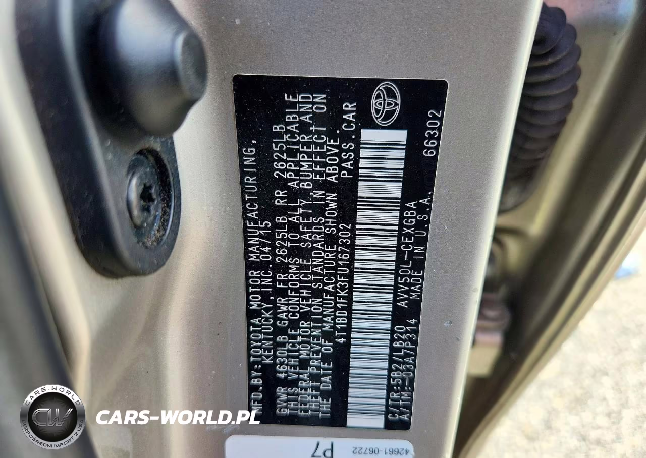 2015 Toyota Camry Hybrid Xle VIN:4T1BD1FK3FU167302 - 12